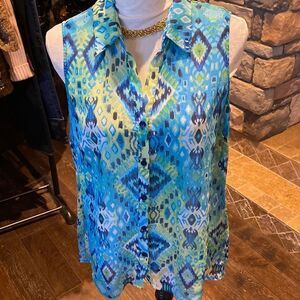 Sheer sleeveless Dressbarn button front blouse size large